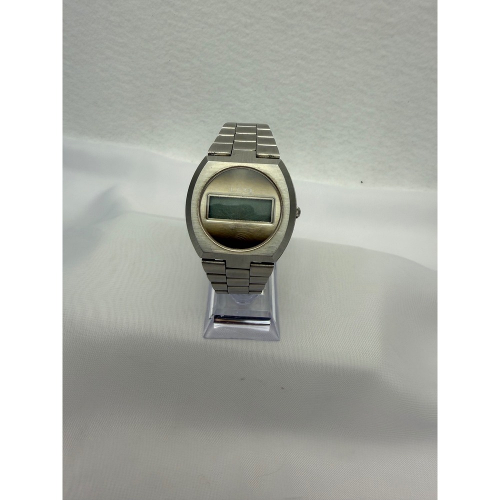 Vintage Gruen Precision LCQ Digital Watch Stainless 7410584 For Parts Repair